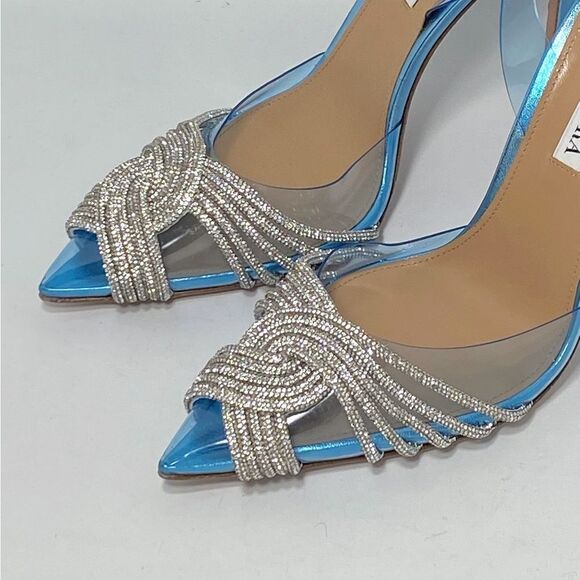 Aquazzura Gatsby Crystal-Embellished Slingback pumps size 38 - Picture 8 of 15